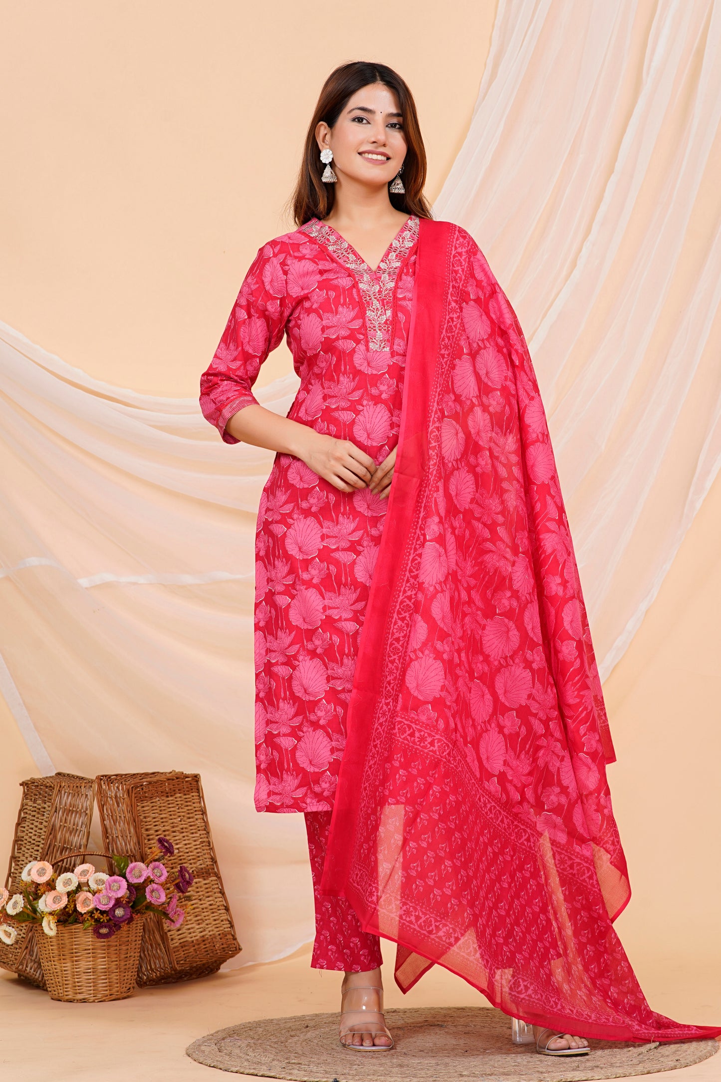 Red Vibrante kurtie Set