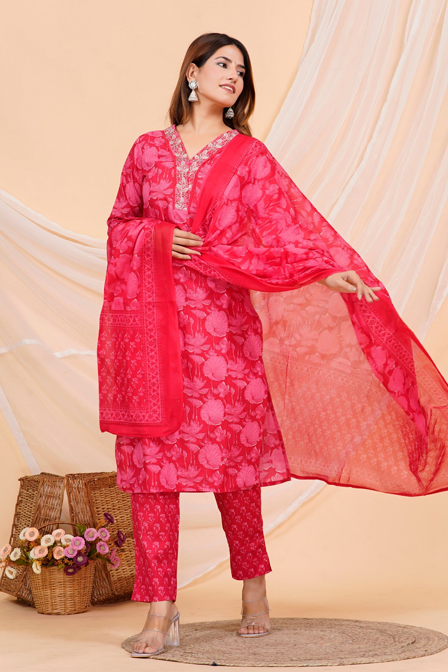 Red Vibrante kurtie Set