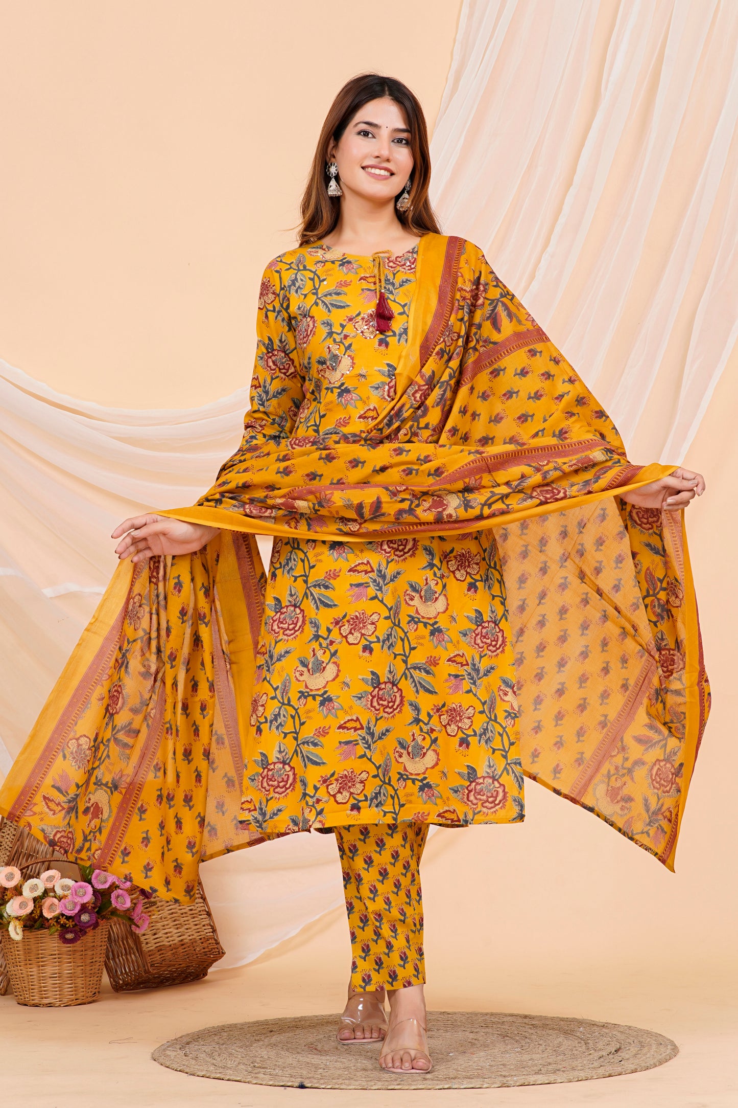 Yellow Pattern Kurta Set