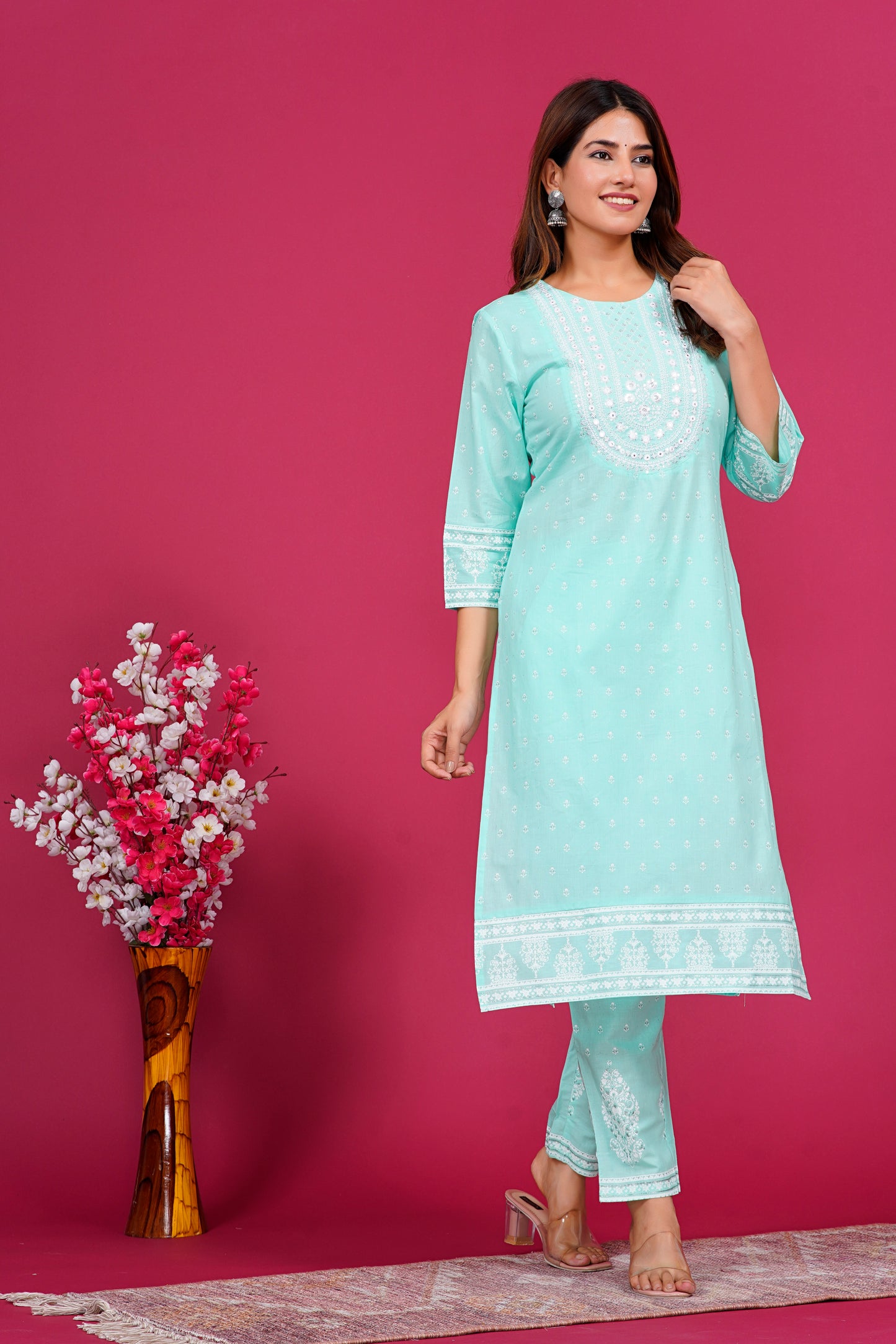 Sea green kurta Set
