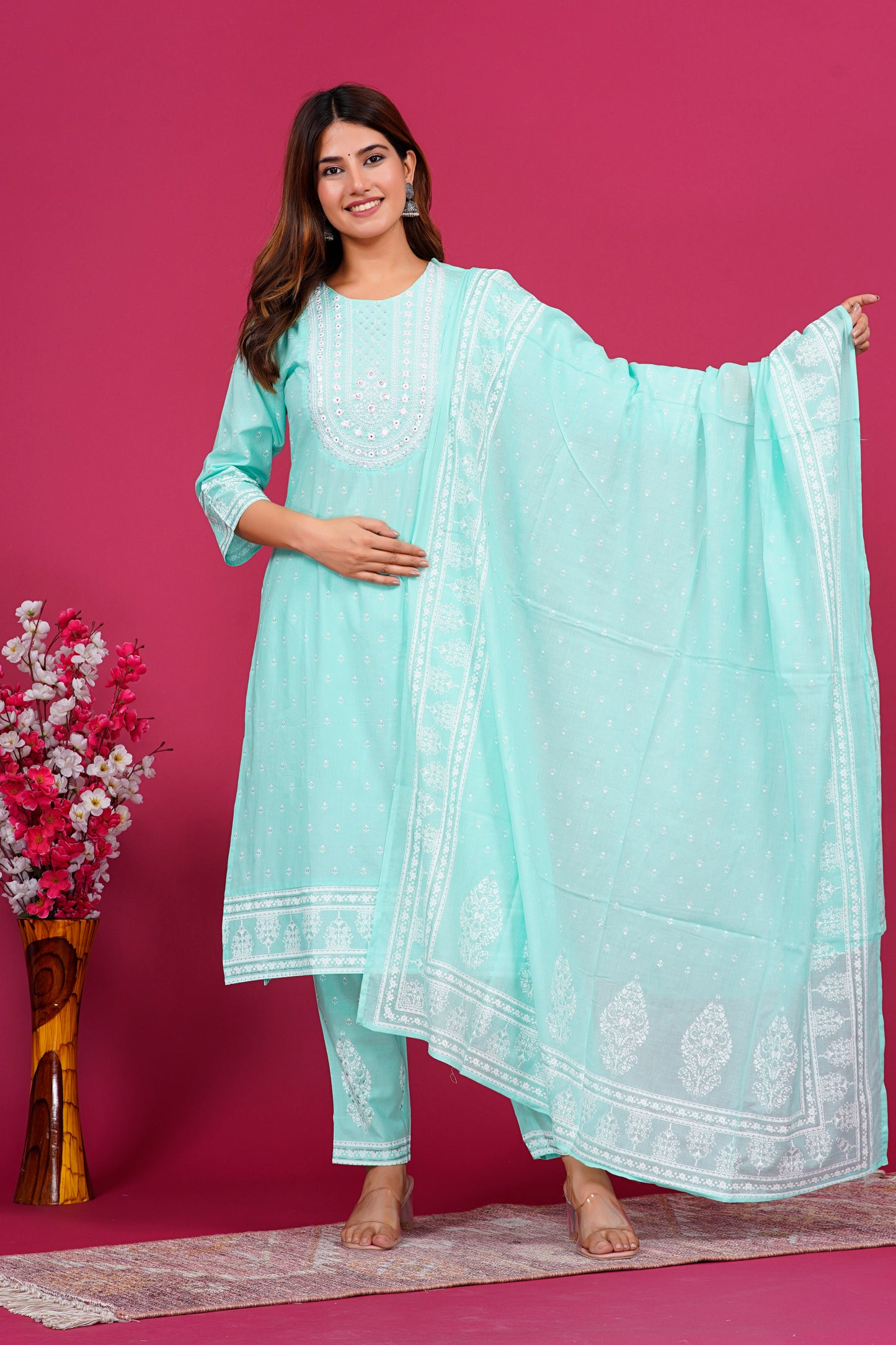 Sea green kurta Set