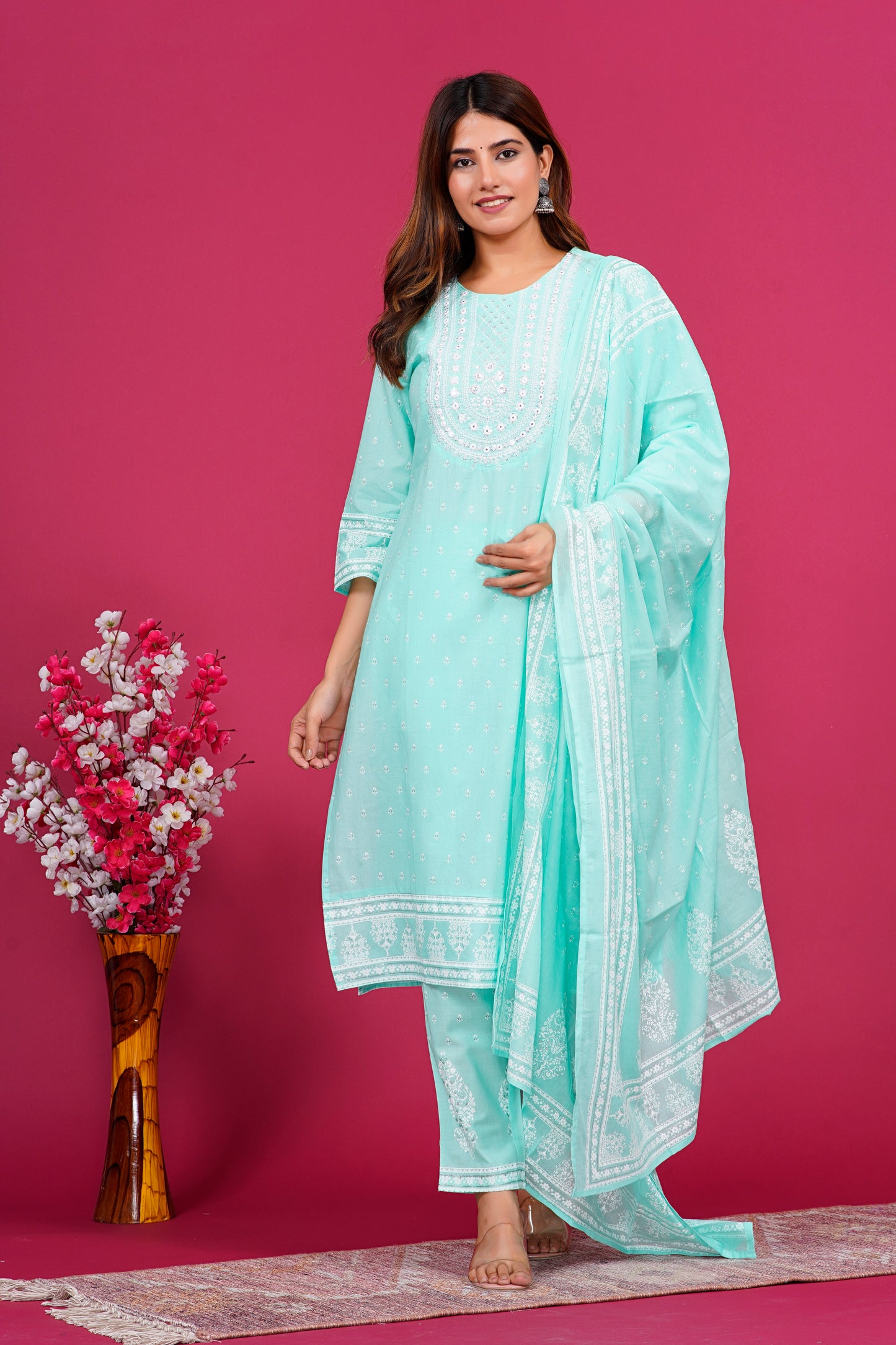 Sea green kurta Set