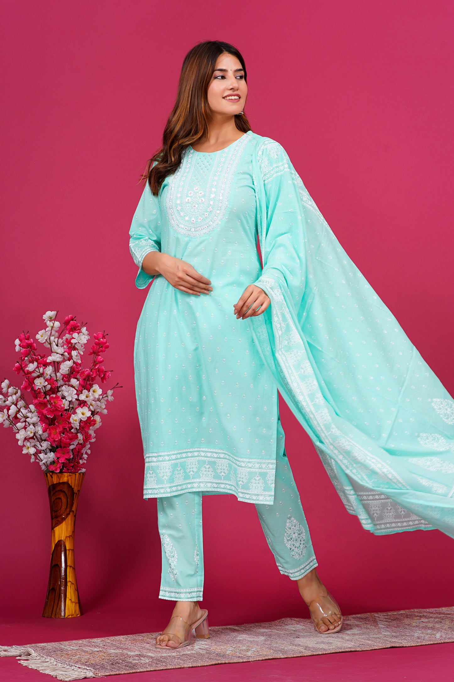 Sea green kurta Set
