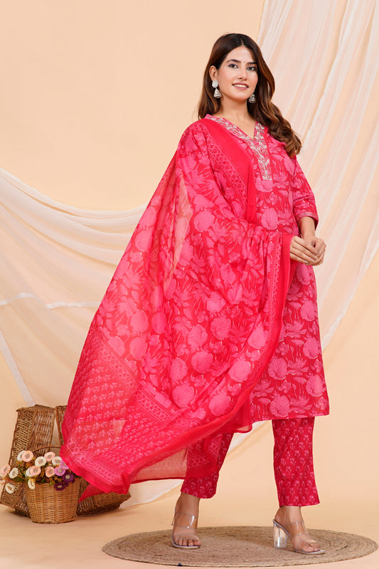 Red Vibrante kurtie Set