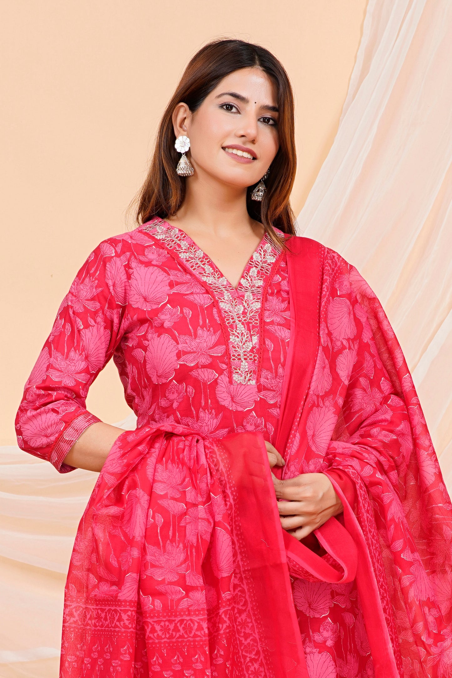Red Vibrante kurtie Set