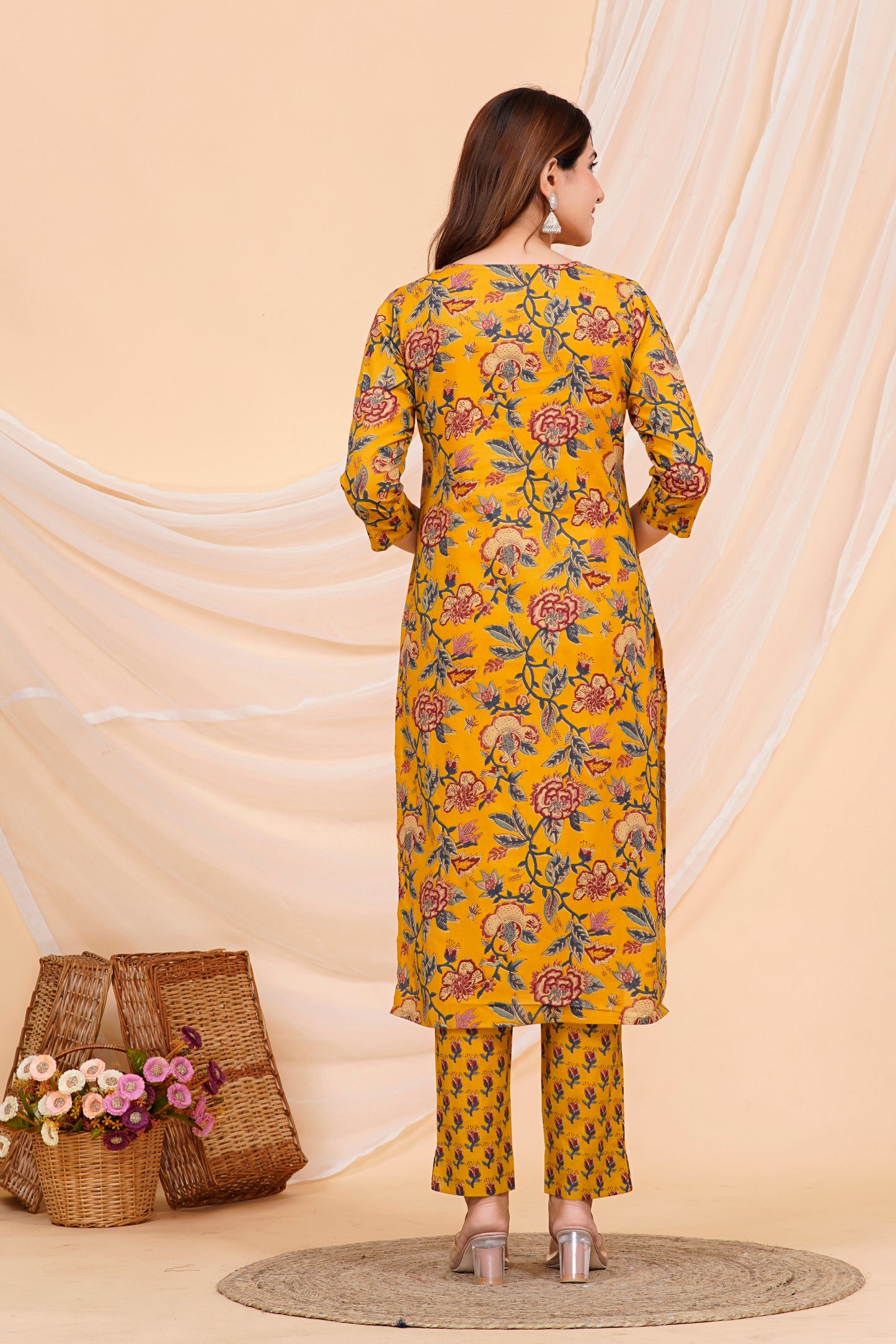 Yellow Pattern Kurta Set