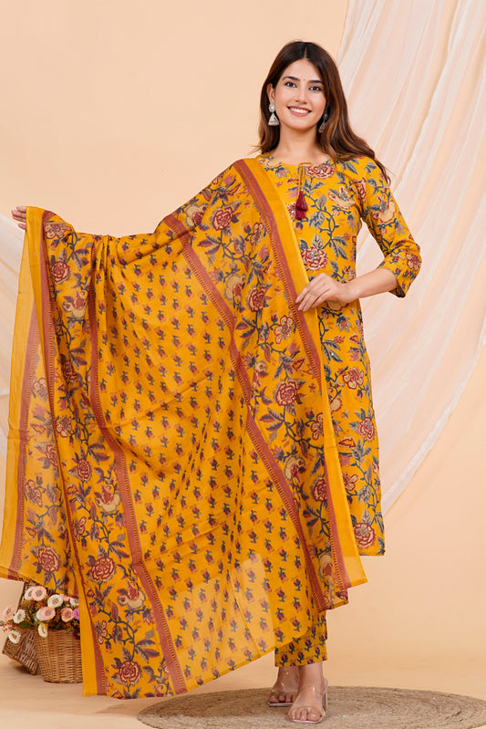 Yellow Pattern Kurta Set