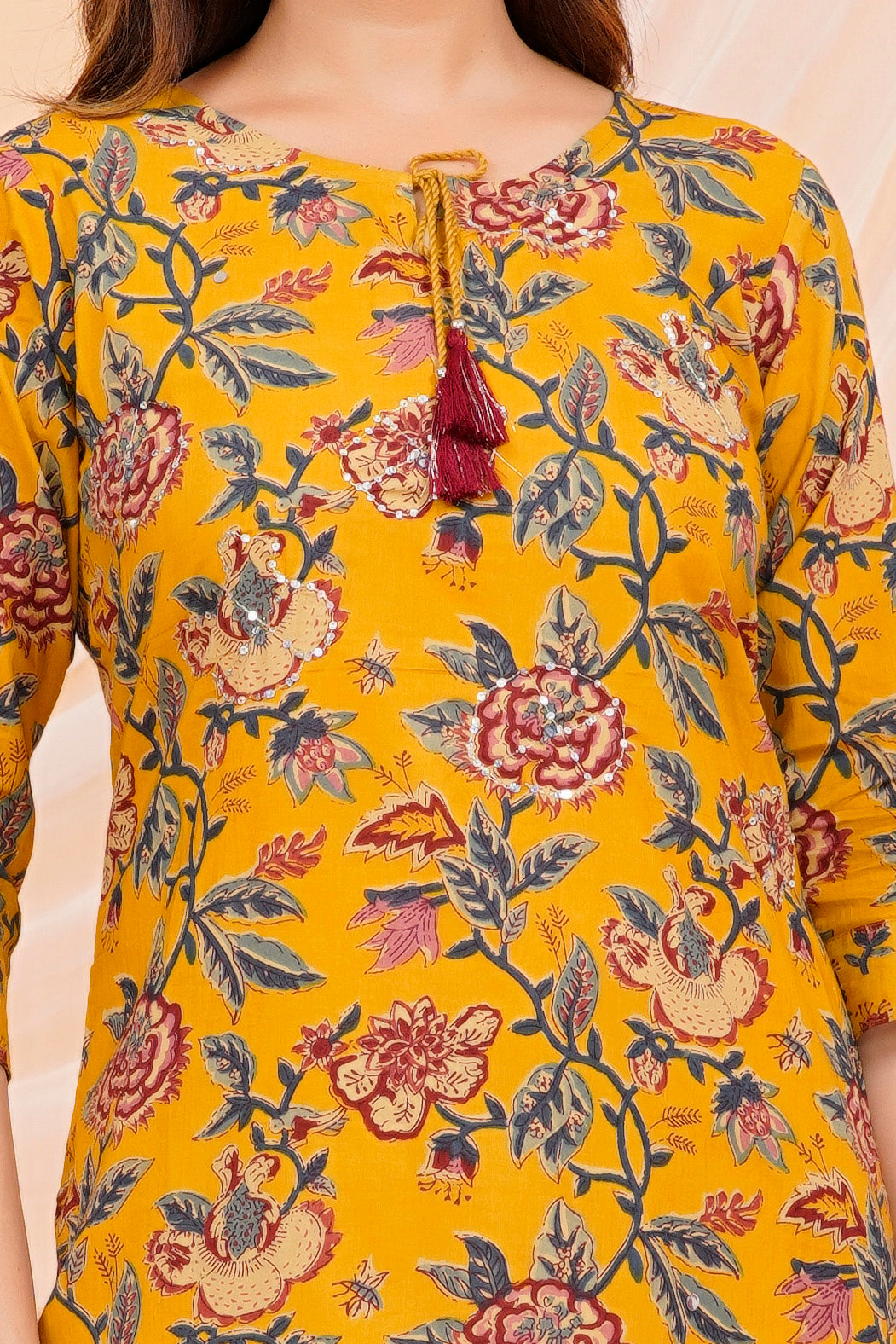 Yellow Pattern Kurta Set
