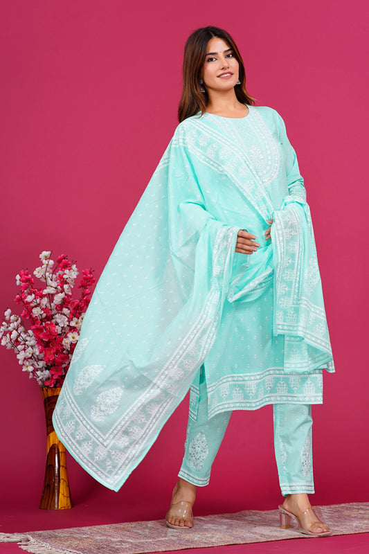 Sea green kurta Set